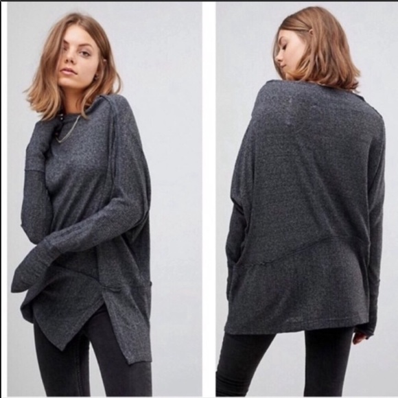 Free People Tops - Free people gray ribbed slouchy comfy tunic